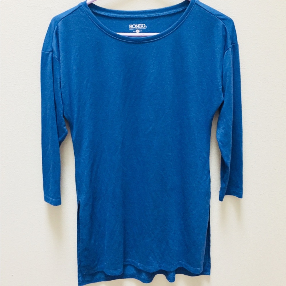 BONGO Long Tee T-Shirt Tunic Blue Blouse Top Sz M